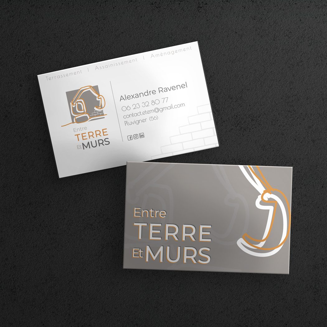 Carte de visite pour une entreprise de terrassement ETEM.